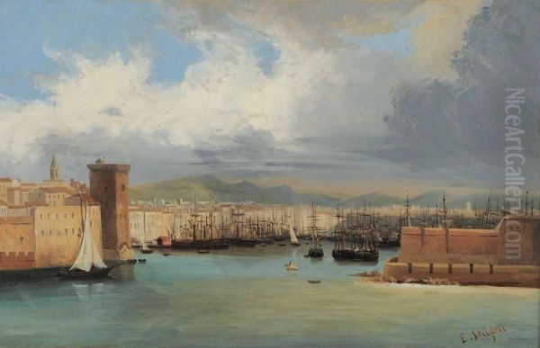 L'entree Du Port De Marseille Oil Painting by Jacques-Edouard Dufeu