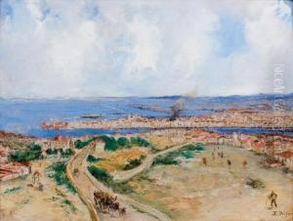 Vue D'un Port Mediterraneen Oil Painting by Jacques-Edouard Dufeu