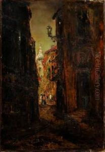 Vue D'une Ruelle A Marseille Oil Painting by Jacques-Edouard Dufeu