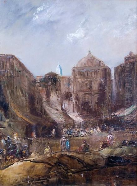 Place Animee En Orient Oil Painting by Jacques-Edouard Dufeu