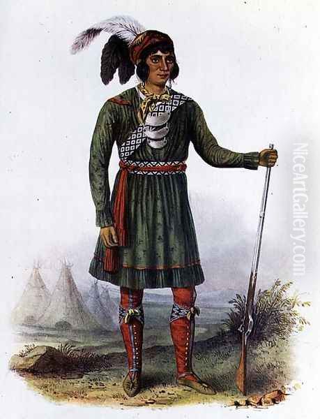 Osceola or 'Rising Sun', a Seminole Leader, 1838, illustration from 'The Indian Tribes of North America Oil Painting by George Catlin