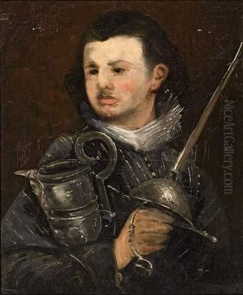 Gentilhomme En Armure. Oil Painting by Jacques-Edouard Dufeu