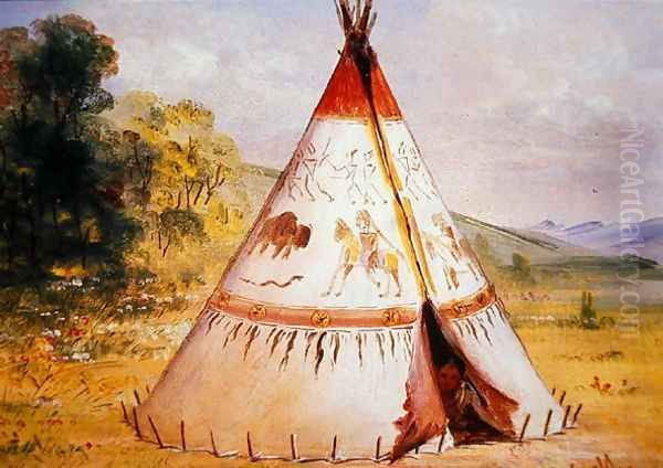 Teepee of the Crow Tribe, c.1850 Oil Painting by George Catlin