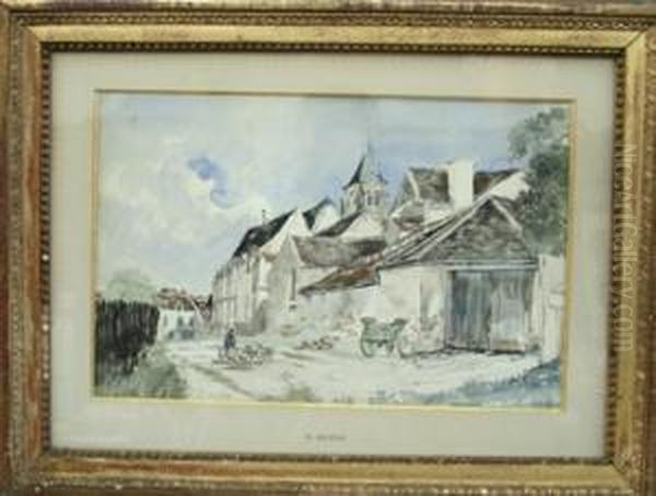 Rue De Village Oil Painting by Jacques-Edouard Dufeu