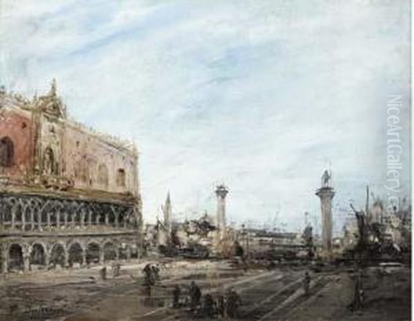 Piazza San Marco, Venice Oil Painting by Jacques-Edouard Dufeu