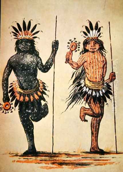 A Mandan tribal dance representing 'Day' and 'Night', from a painting of c.1835 Oil Painting by George Catlin