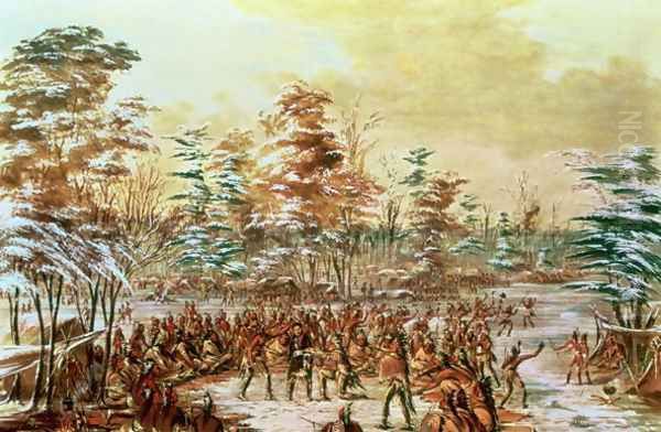 De Tonty Suing for Peace in the Iroquois Village in January 1680, 1847-48 Oil Painting by George Catlin