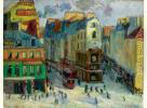 Paris, Scene De Rue Oil Painting by Georges Leon Dufrenoy