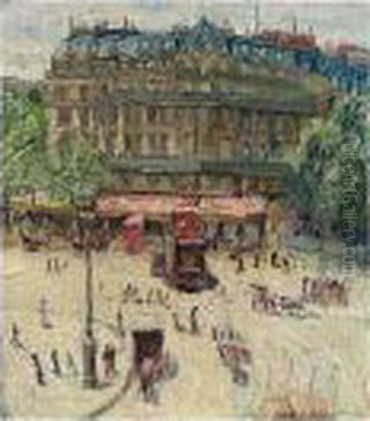 Place De La Bastille, Signed, Oil On Board, 90 By 79.8 Cm., 35 1/2 By 31 3/8 In Oil Painting by Georges Leon Dufrenoy