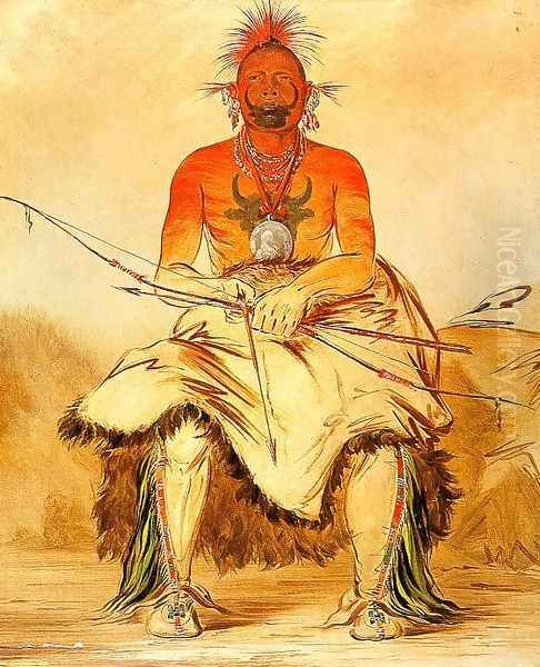 Buffalo Bull A Grand Pawnee Warrior 1832 Oil Painting by George Catlin