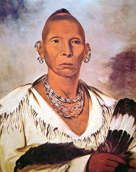 Portrait of Black Hawk, Indian Chief Oil Painting by George Catlin