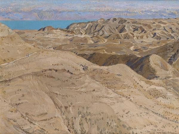 The Nebi Musa, The Dead Sea And The Moab Hills Oil Painting by Thomas Cantrell Dugdale