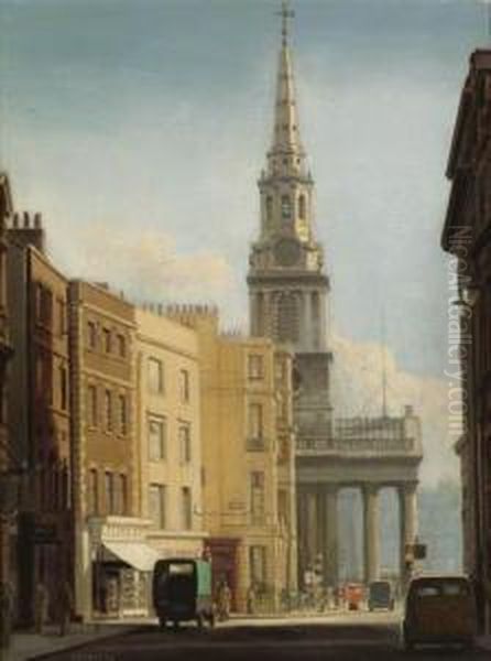 St. Martin's Lane, Looking Towards St. Martin-in-the-fields Oil Painting by Thomas Cantrell Dugdale