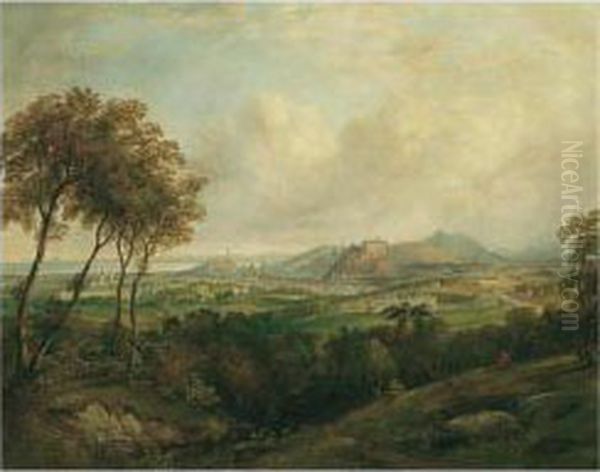 A View Of Edinburgh Castle From Corstorphine Hill Oil Painting by Henry G. Duguid