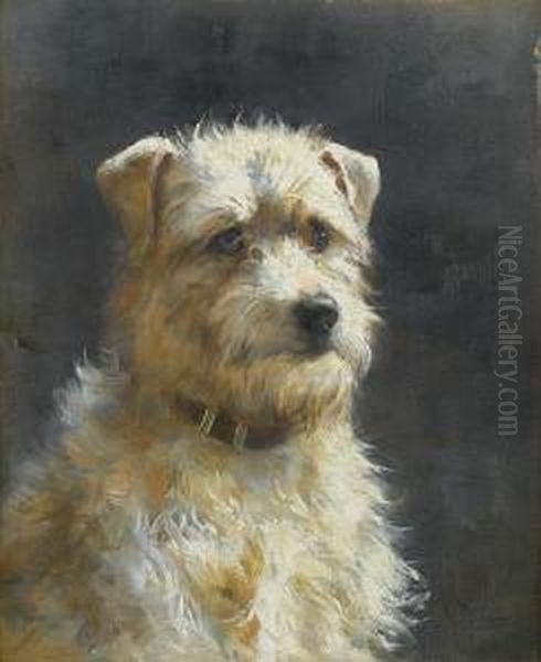 A Terrier Oil Painting by Alfred Duke