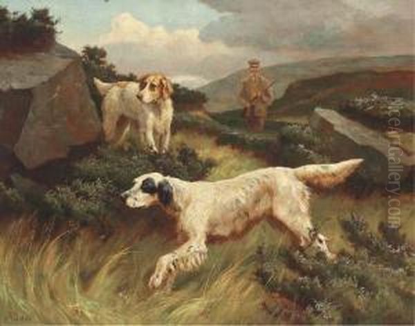 Setters On The Point Oil Painting by Alfred Duke