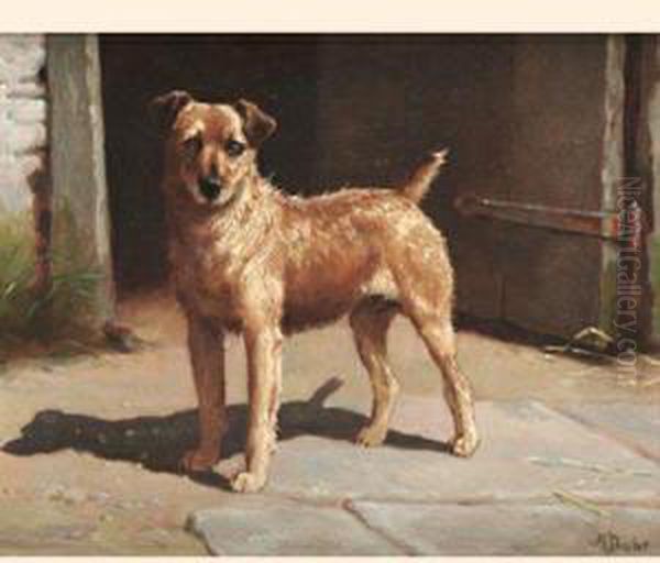 An Irish Terrier Oil Painting by Alfred Duke