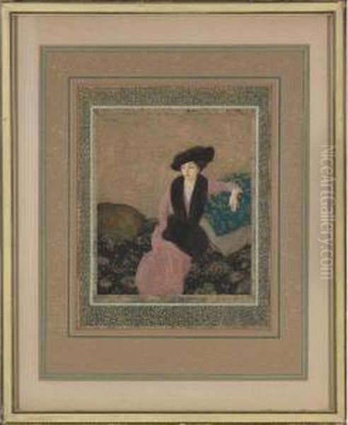 Portrait Of A Lady In Furs Oil Painting by Edmund Dulac