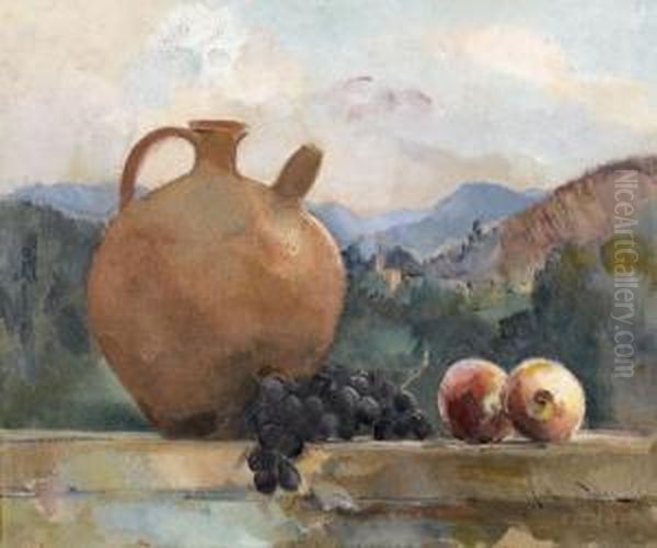 Fruits Dans Un Paysage Oil Painting by Guillaume Dulac