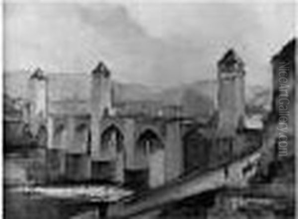 Le Pont Valentre A Cahors Oil Painting by Guillaume Dulac