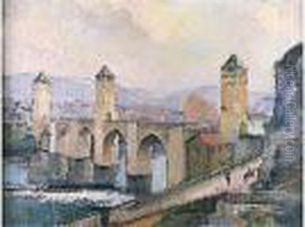 Le Pont Valentre A Cahors. Oil Painting by Guillaume Dulac