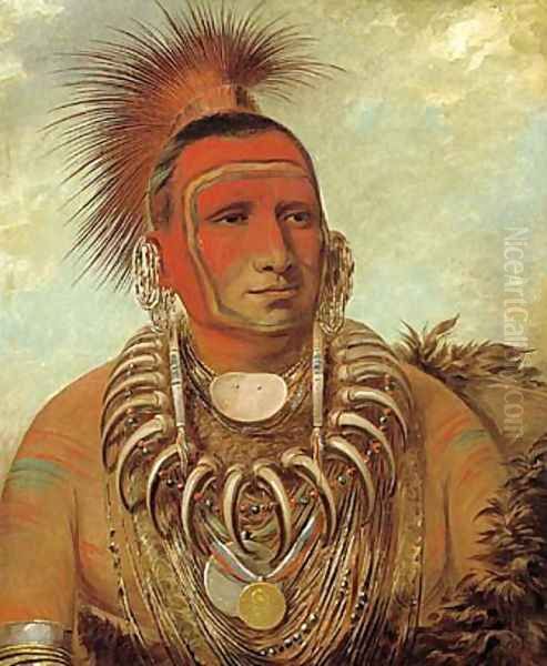 Shon-ta-yi-ga, Little Wolf, a Famous Warrior Oil Painting by George Catlin