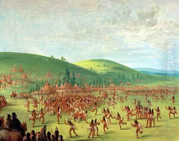 Indian Ball Game Oil Painting by George Catlin