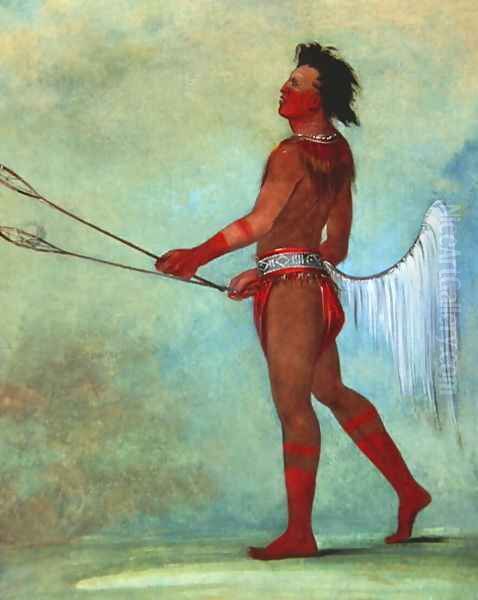 Tul-lock-chish-ko, Drinks the Juice of the Stone, in Ball Player's Dress, 1834 Oil Painting by George Catlin