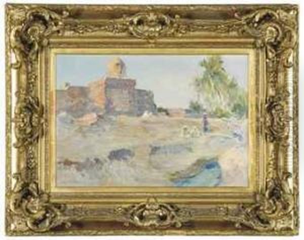 Au Bord De L'oued Oil Painting by Louis Dumoulin