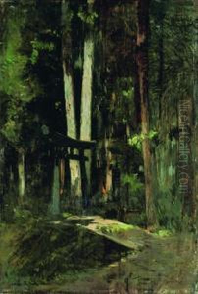 A Forest Shrine, Japan Oil Painting by Louis Dumoulin