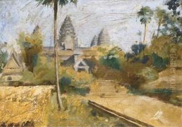 Angkor Vat Oil Painting by Louis Dumoulin