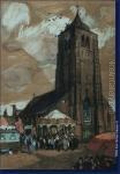 Kermesse A Nederbrakel Oil Painting by Romeo Dumoulin