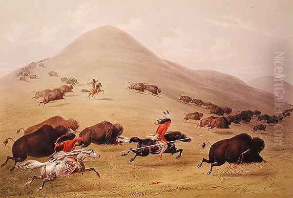 The Buffalo Hunt, c.1832 Oil Painting by George Catlin