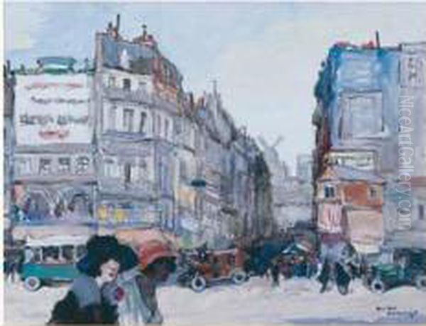 Paris, Place Blanche Oil Painting by Romeo Dumoulin