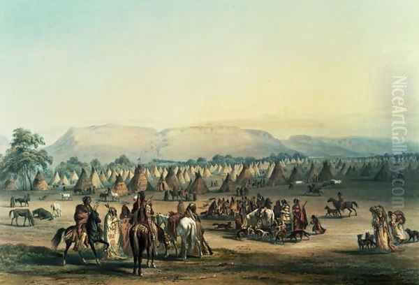 Camp of Piekann Indians Oil Painting by George Catlin