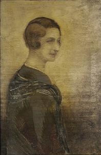 'comtesse De Guelen' A Study For A Portrait Oil Painting by Jean Dunand