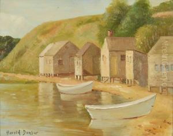 Chatham Oyster Shacks Oil Painting by Harold C. Dunbar