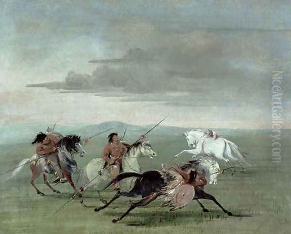 Comanche Feats of Martial Horsemanship, 1834 Oil Painting by George Catlin