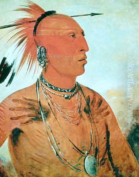 Brave Chief, 1832 Oil Painting by George Catlin