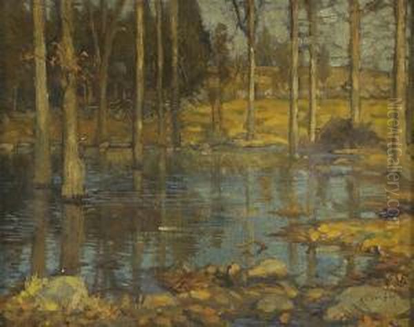 Impressionist Massachusettsforest Scene Oil Painting by Harold C. Dunbar