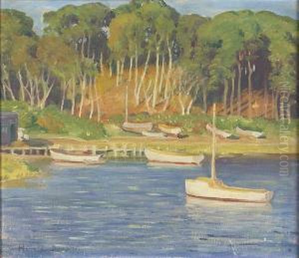 Wychmere Harbor,harwichport Oil Painting by Harold C. Dunbar