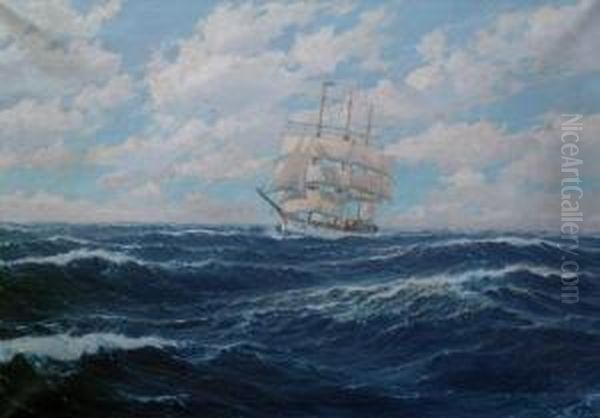 Under Full Sail Oil Painting by Harold C. Dunbar