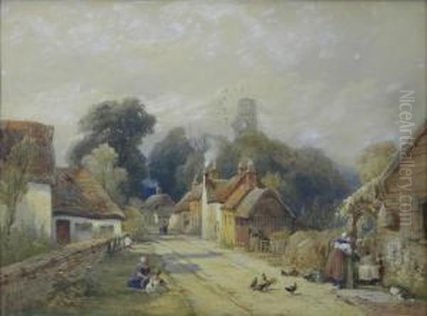 Village In Sussex Oil Painting by Edward R.W.S Duncan