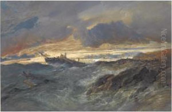 A Shipwreck Oil Painting by Edward R.W.S Duncan