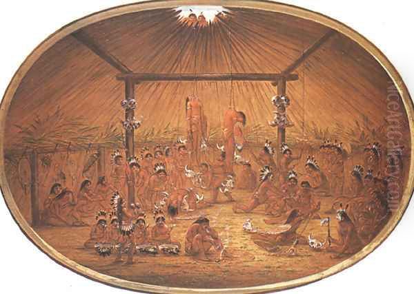 Mandan okipa ceremony Oil Painting by George Catlin