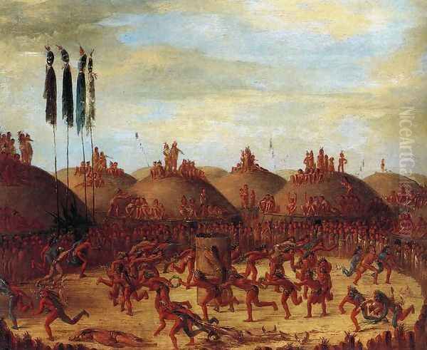 The Last Race, Mandan O-Kee-Pa Ceremony 1832 Oil Painting by George Catlin