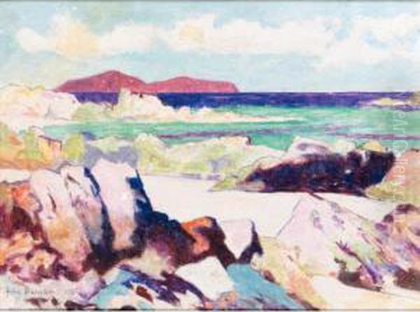 Iona, Looking Towards Lunga Oil Painting by John Mckirdy Duncan