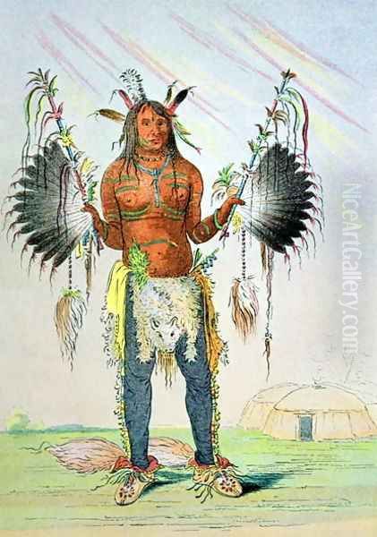 Mandan Medicine Man Mah-to-hah 'Old Bear', 1832-39 Oil Painting by George Catlin