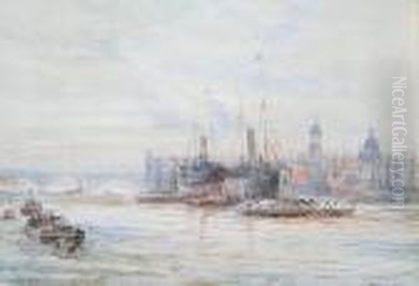 Ships In The Pool Of London Oil Painting by Walter Duncan