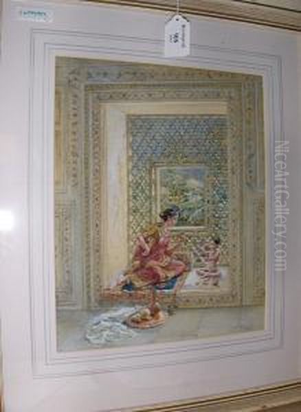 A Perforated Marble Window In The Old Palace,delhi Oil Painting by Walter Duncan